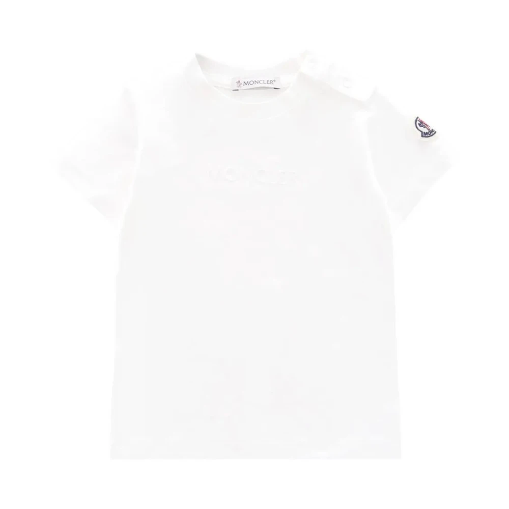 Moncler Unisex Kids White Kids Short Sleeve T-Shirts, 18 M, Casual Cotton Tee Shirt