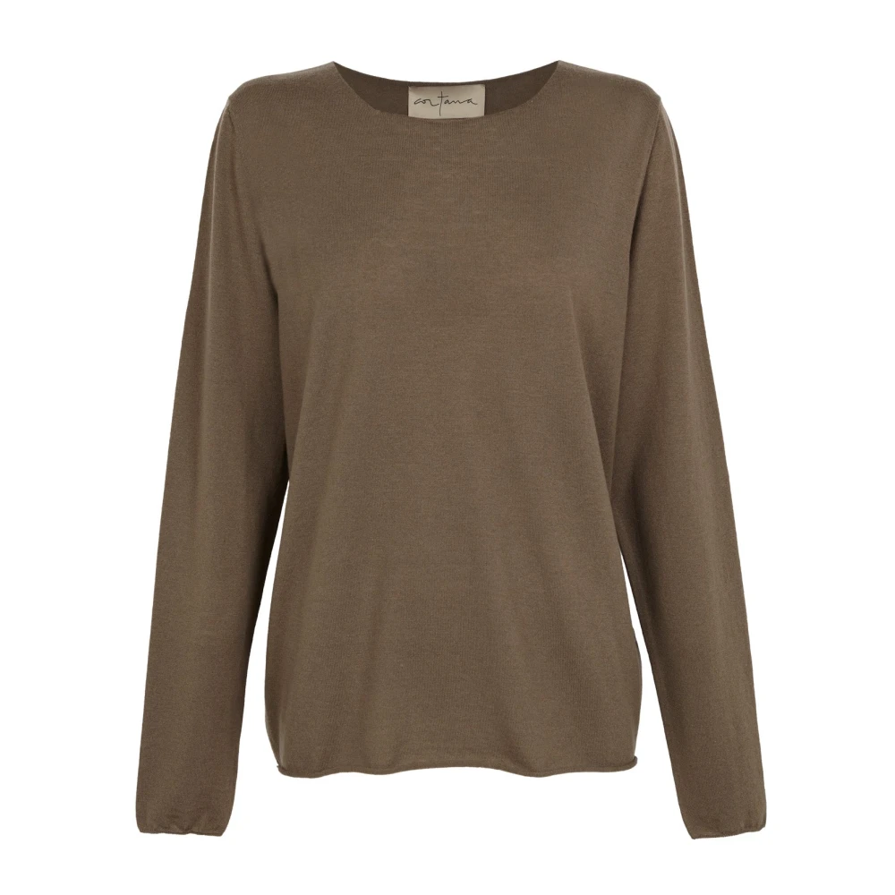 Cortana Women's Gray Round-Neck Knitwear,, Ojala, Wool And Cashmere Jersey Small