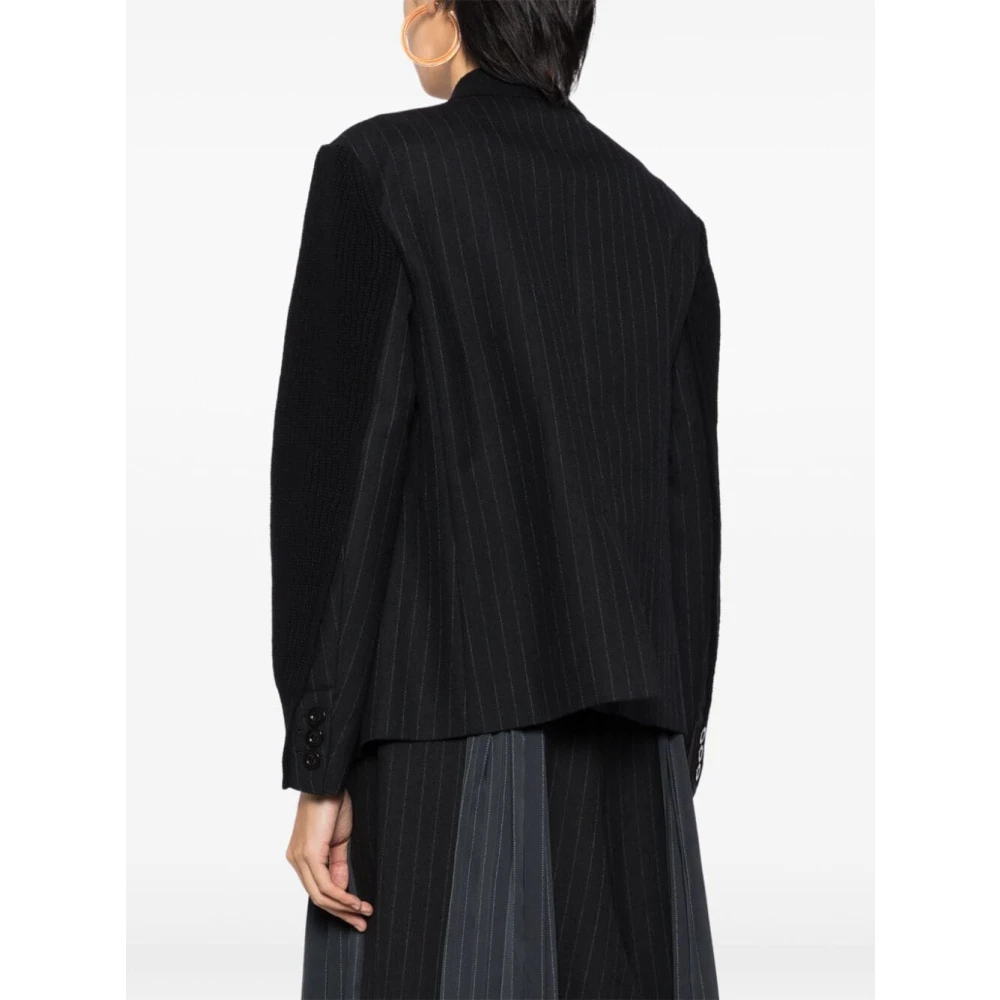 Sacai Krijtstreep Gebreide Vest Black Dames