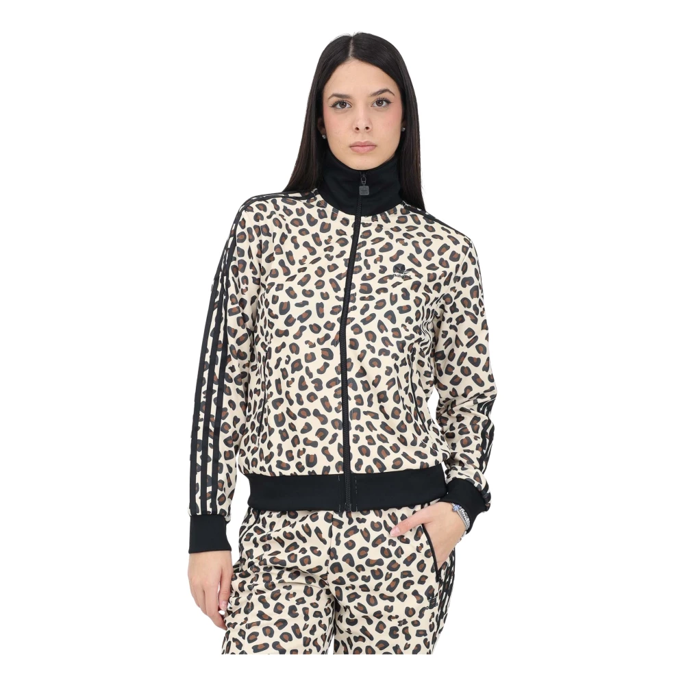 adidas Originals Leopard Firebird Zwarte Rits Sweater Black Dames