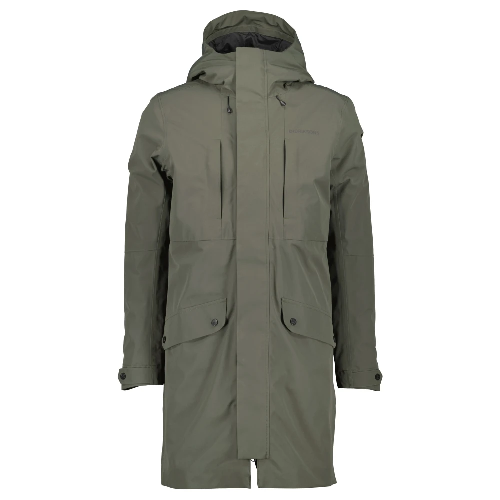 Didriksons Parka met overhemdkraag en knoopsluiting Green Heren