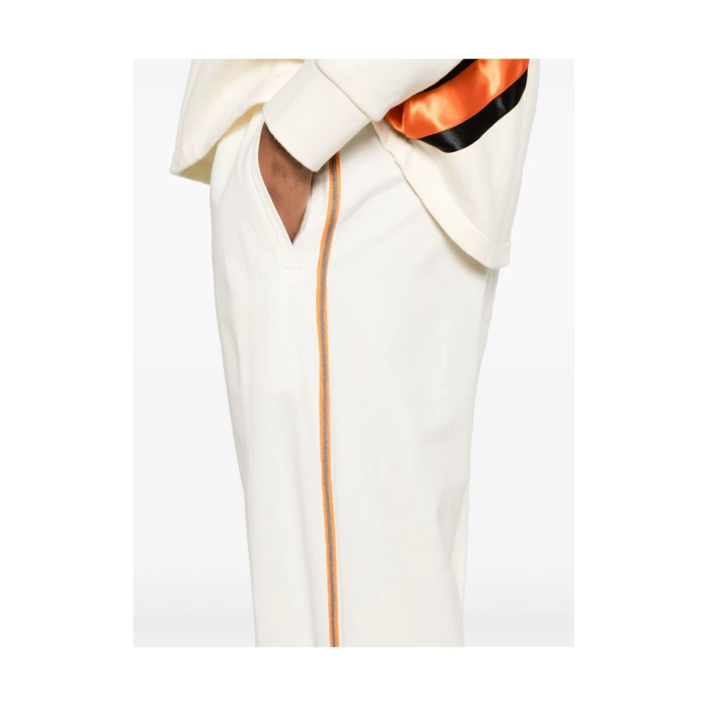 Bode Witte Katoenen Trekkoordbroek met Streepdetail White Heren