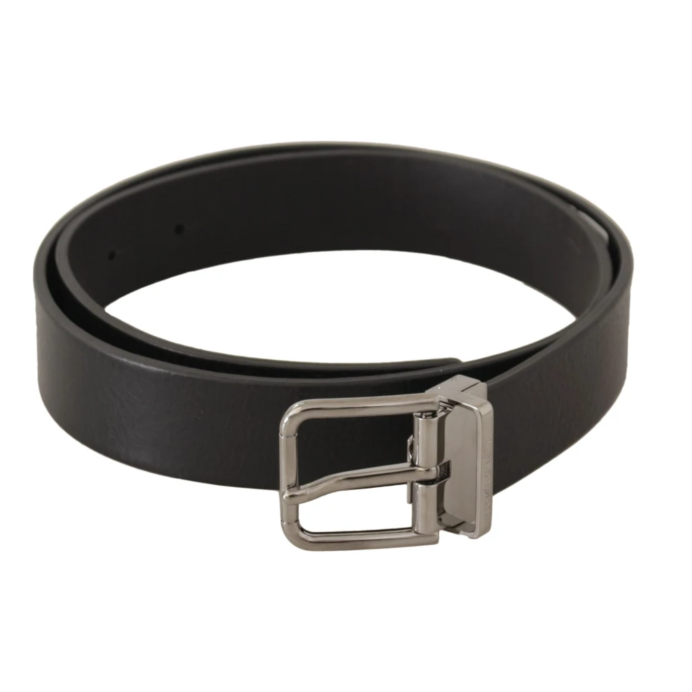 Dolce & Gabbana Men's Black Elegant Leather Belt With Metal Buckle