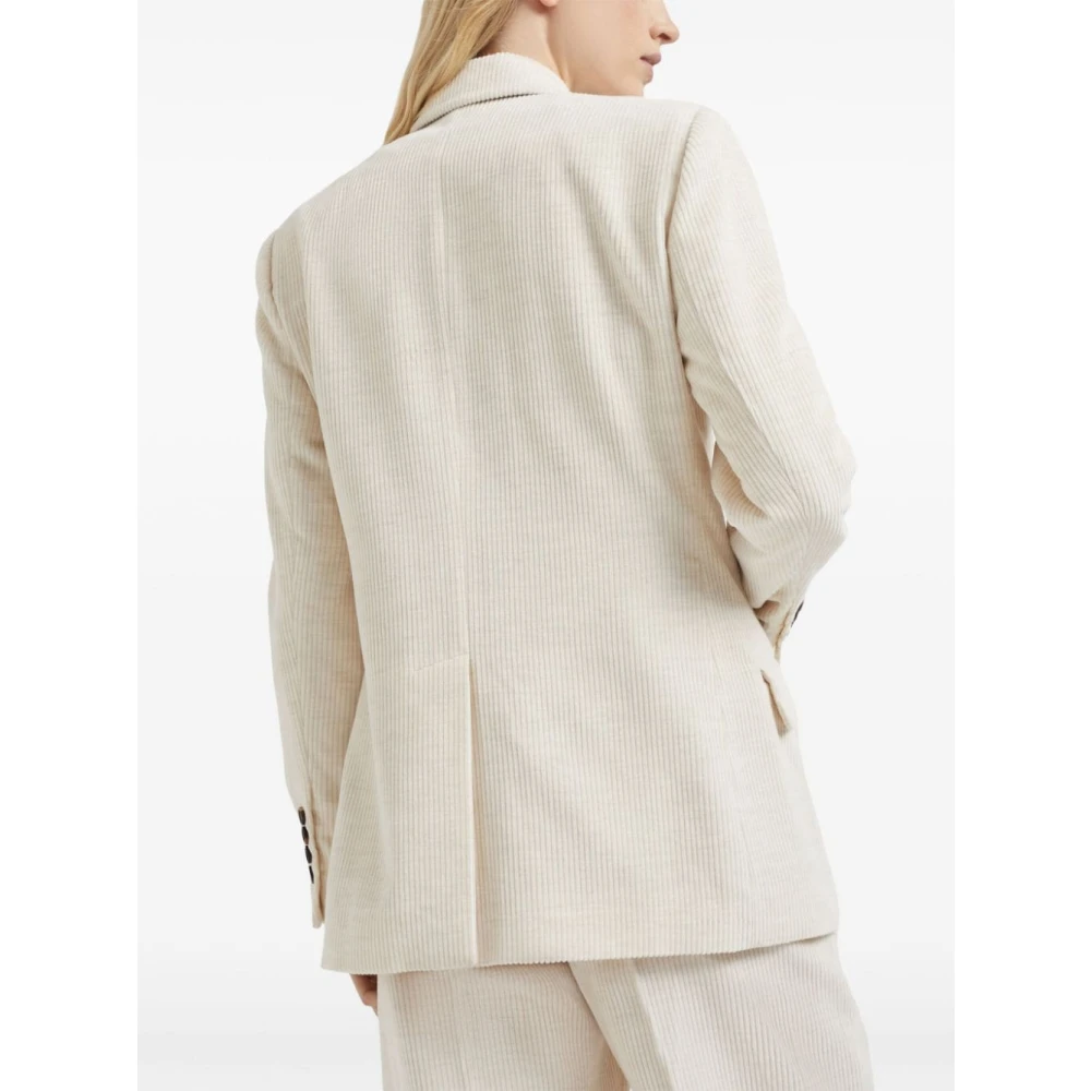 BRUNELLO CUCINELLI Ivory Corduroy Double-Breasted Jacket Beige Dames