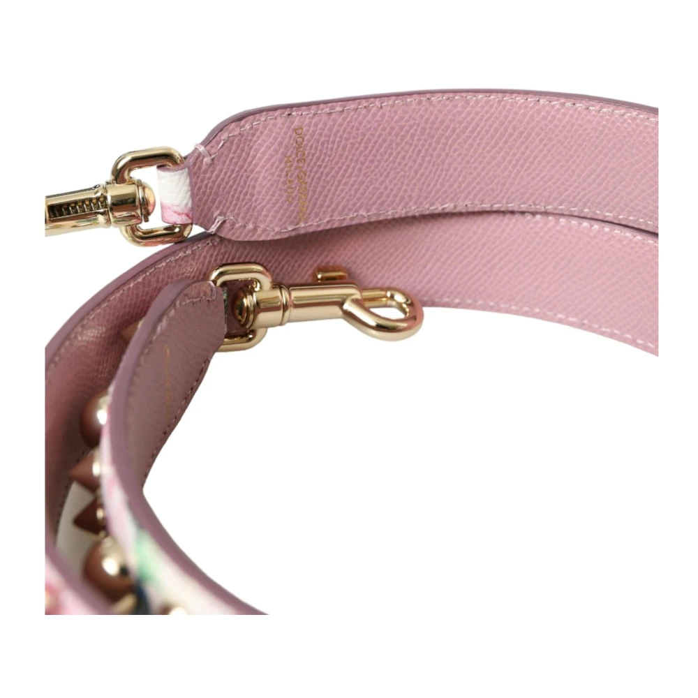 Dolce & Gabbana Roze Bloemen Leren Schouderband Multicolor Dames