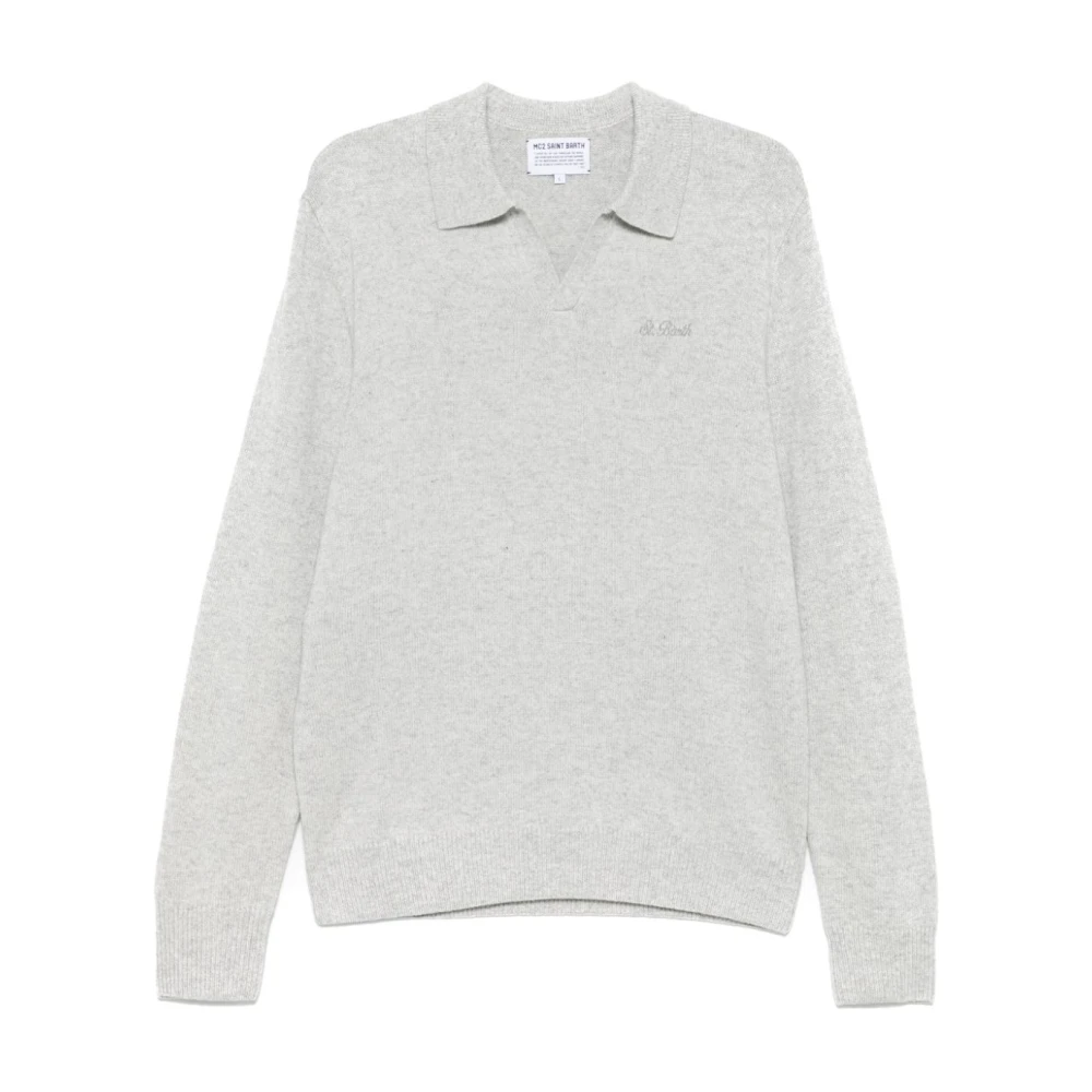 MC2 Saint Barth Heather Grey Gebreide Trui Polo Kraag Gray Heren
