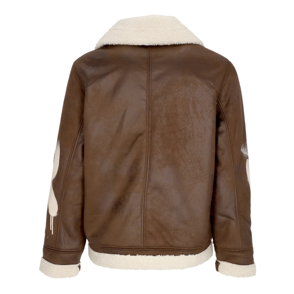 Disclaimer Bruine Shearling Logo Jas Brown Heren