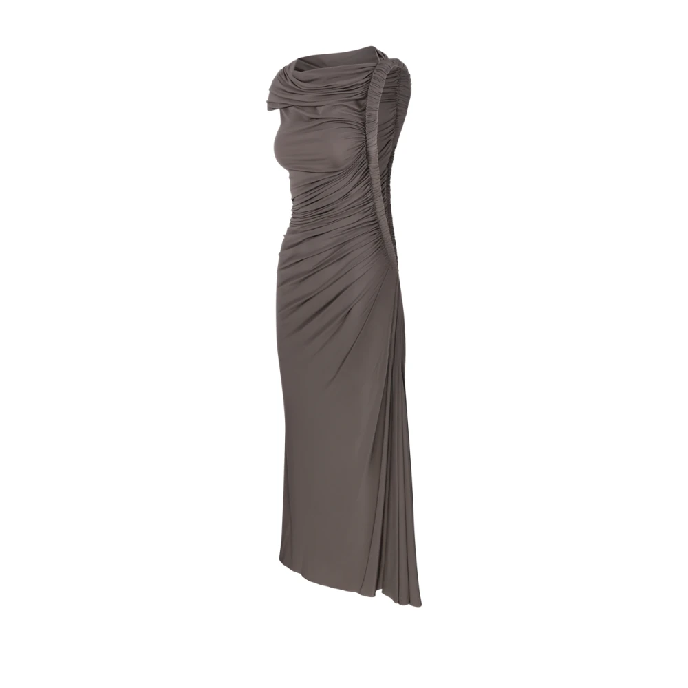 Alaïa Taupe Asym Pipe Jurk Beige Dames