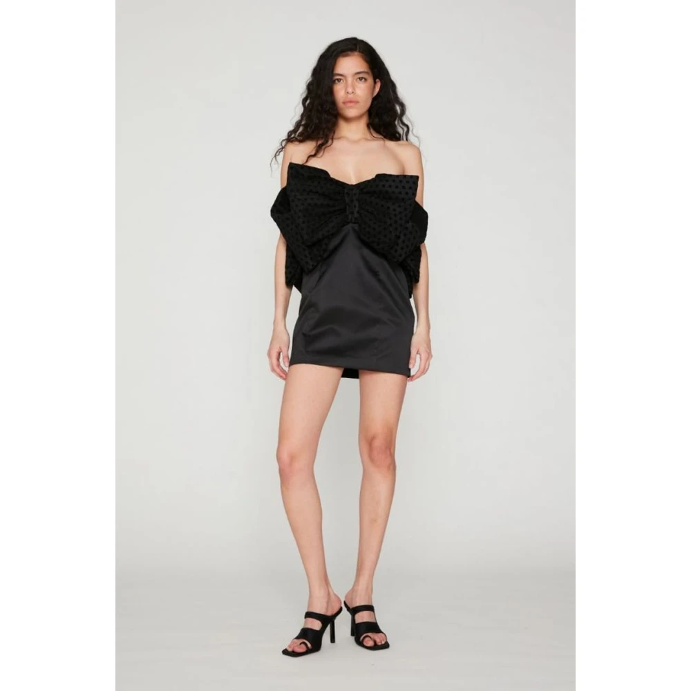 Rotate Birger Christensen Natalie Velvet Ruffle Jurk Black Dames