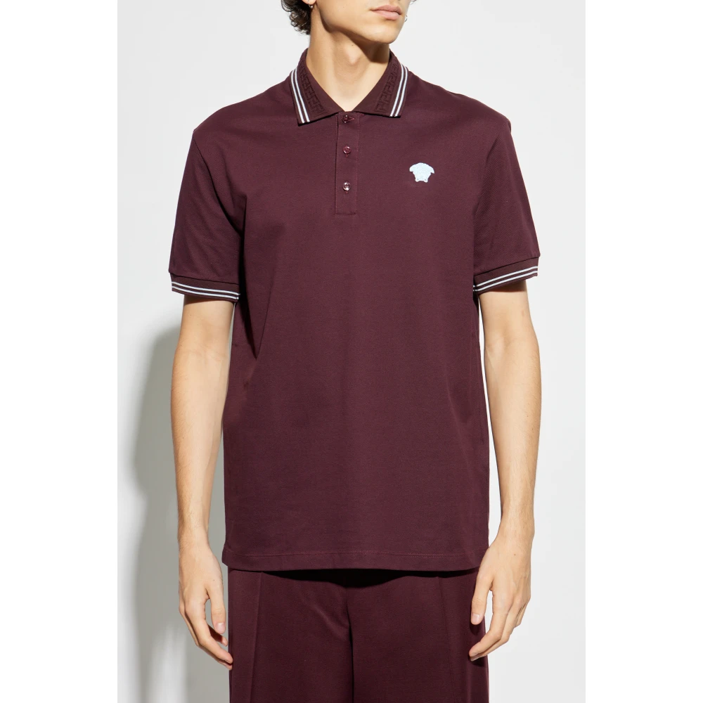 Versace Katoenen polo met Medusa-hoofd Red Heren