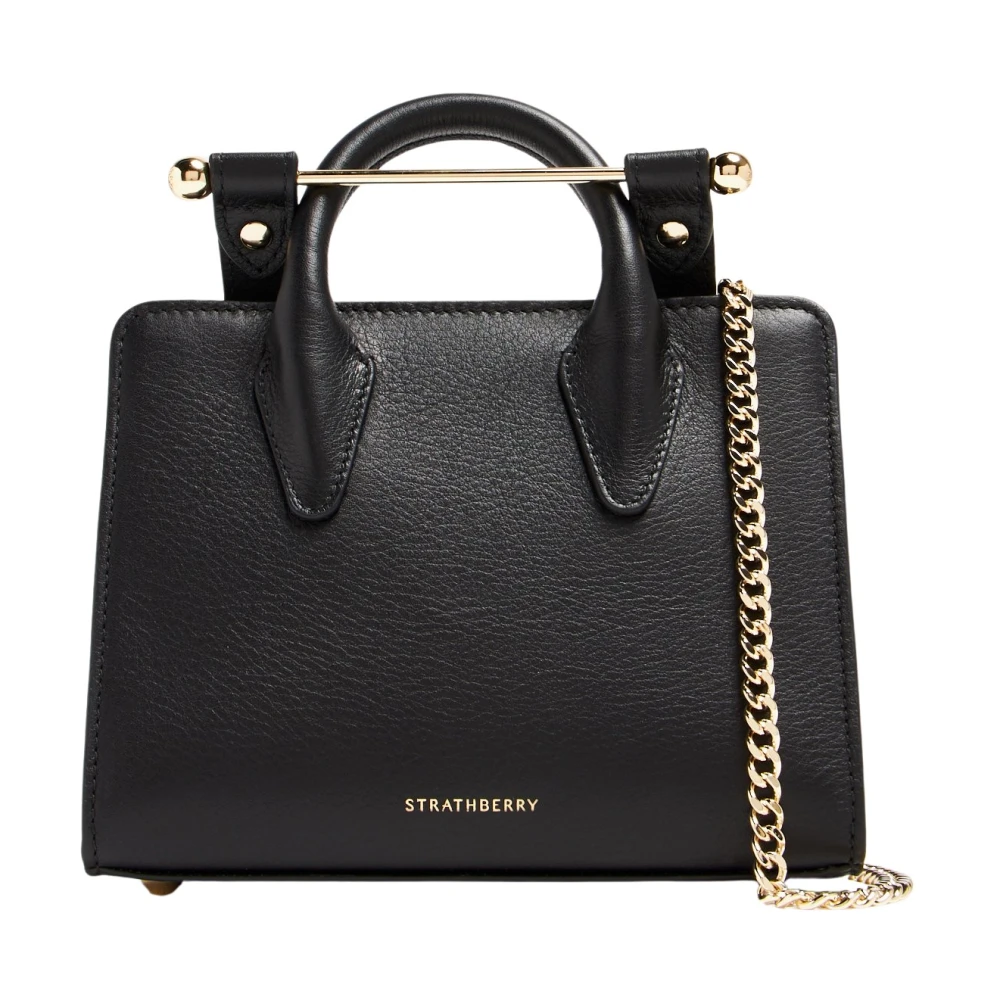Strathberry Zwarte Leren Nano Tote Tas Black Dames