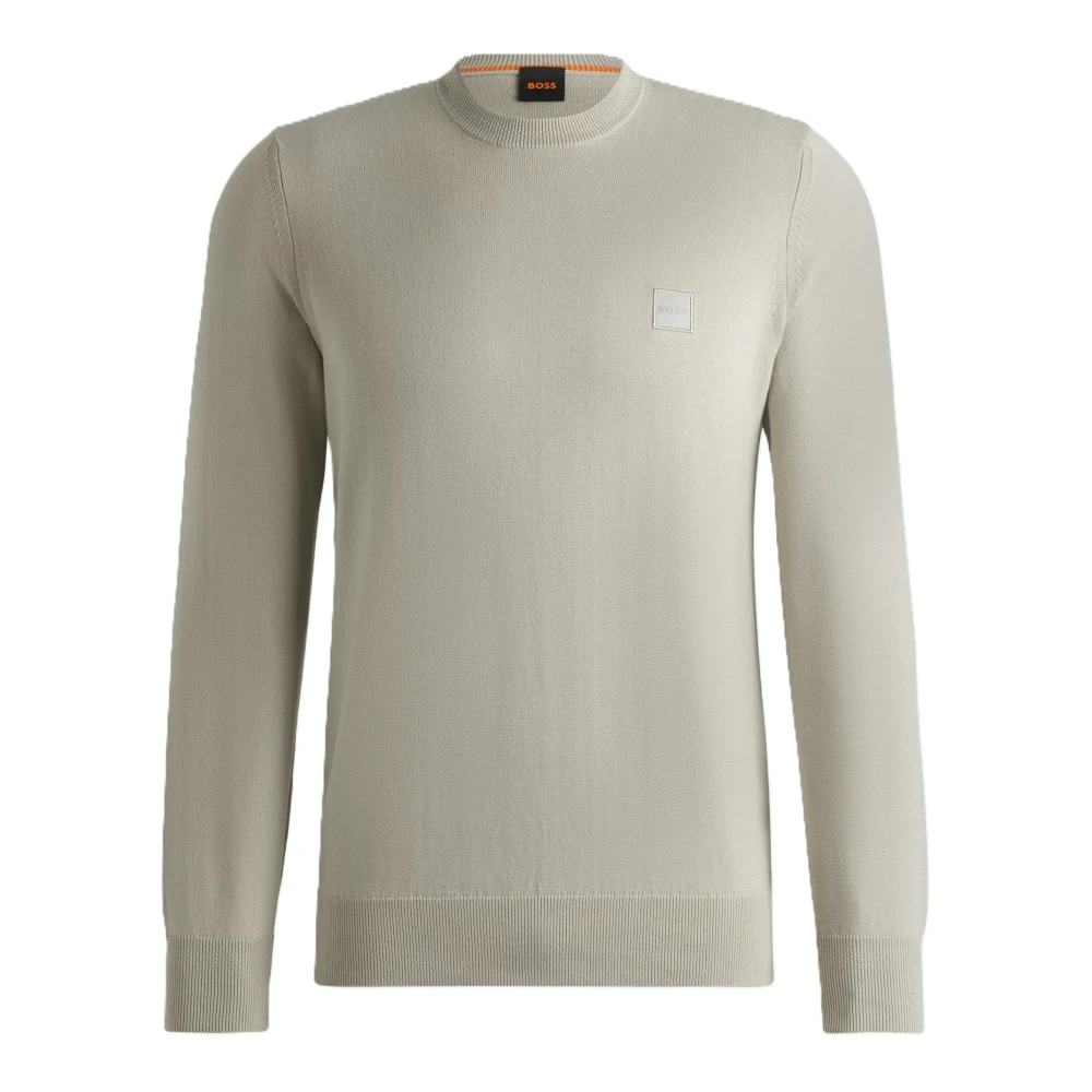 Hugo Boss Zachte Gebreide Trui met Logopatch Beige Heren