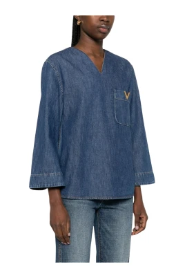 Denimskjorta med V-ringning