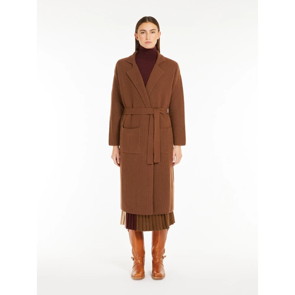 Max Mara Weekend Bruine Wollen Vest met Riem Brown Dames