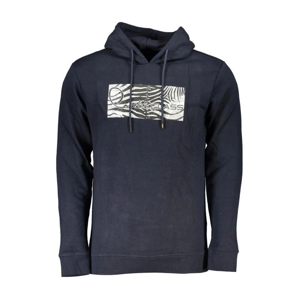 Cavalli Class Men's Blue Printed Cotton Jumper With Hood - Hoodies - 3XL - Sweatshirts & Hoodies