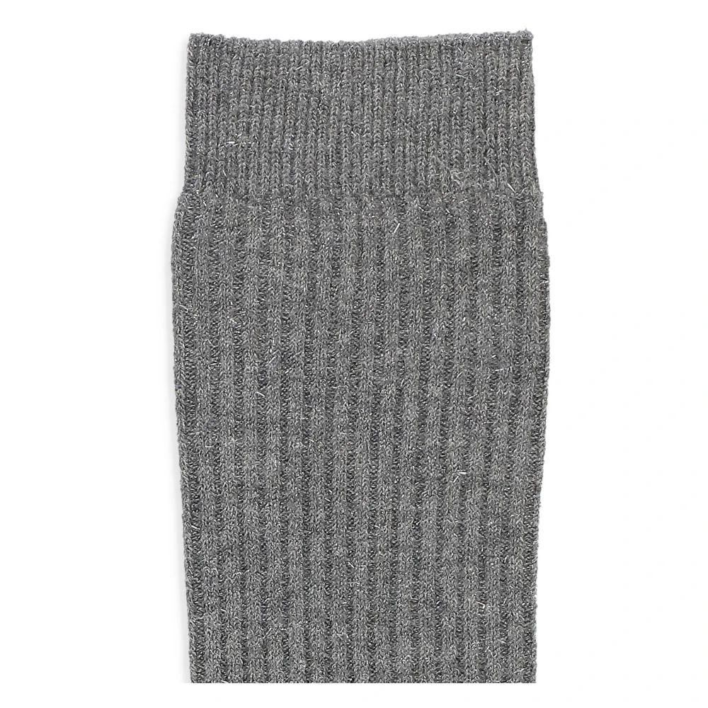 BRUNELLO CUCINELLI Grijze Kasjmier Viscose Sokken Lurex Details Gray Dames