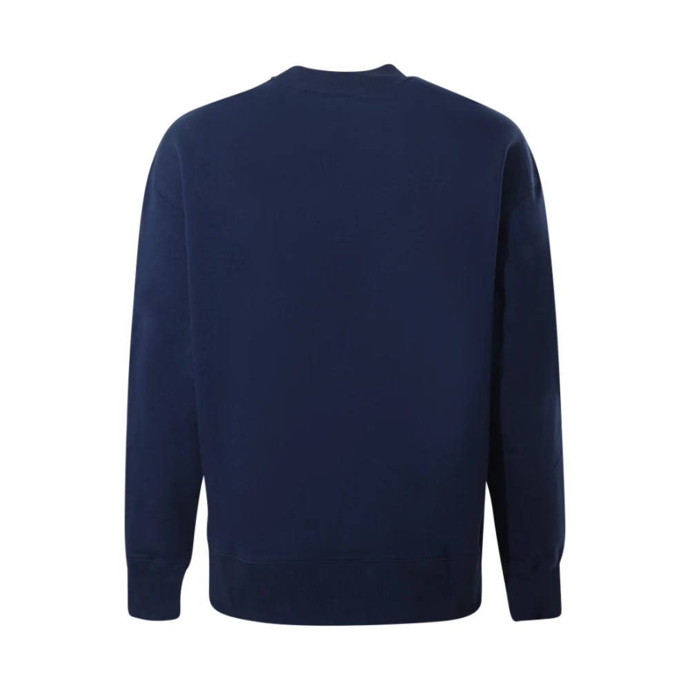 Msgm Blauwe Crew-neck Sweatshirt met Contrasterend Logo Blauw Heren