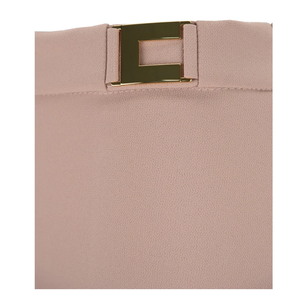 Elisabetta Franchi Gouden Metalen Detail Rits Haak Broek Pink Dames