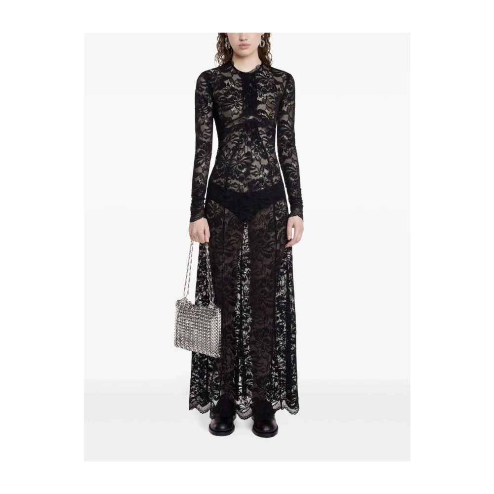 Paco Rabanne Zwarte Lange Jurk Elegante Stijl Black Dames