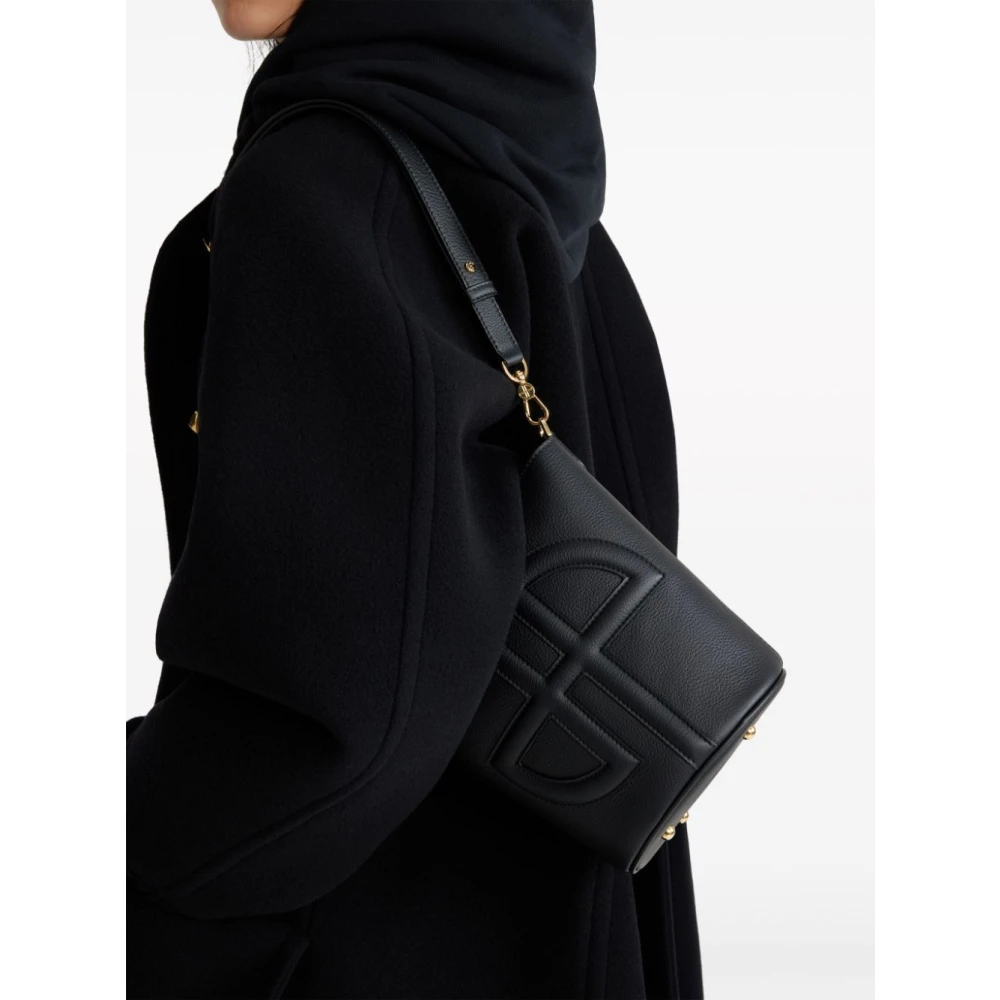 Patou Zwarte Korrelige Leren Emmer Tas Black Dames