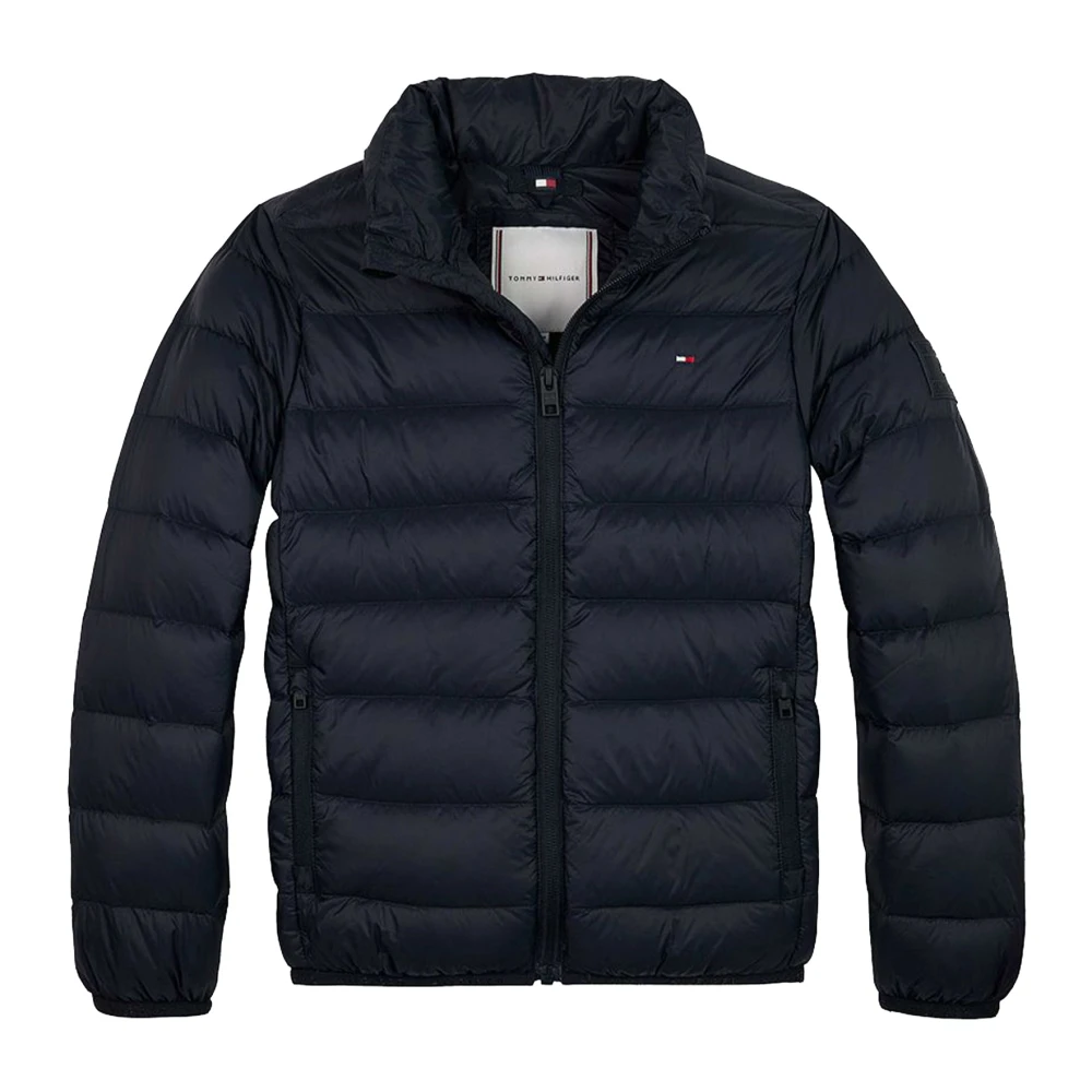 Tommy Hilfiger Boys Blue Winter Jackets, 3 Y, Lightweight Feather Jacket With Logo Embroidery