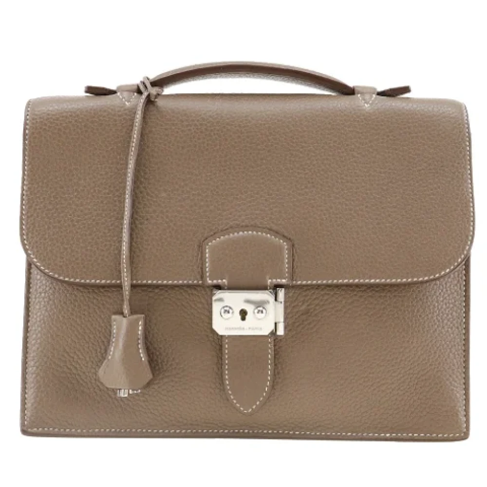 Hermès Vintage Pre-owned Leather briefcases Beige Dames
