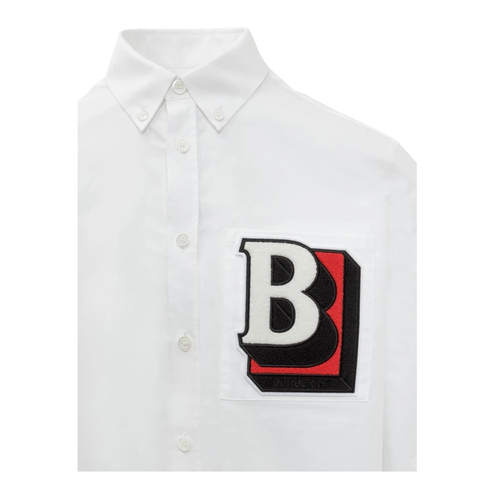 Burberry Katoenen overhemd met geborduurde details White Heren