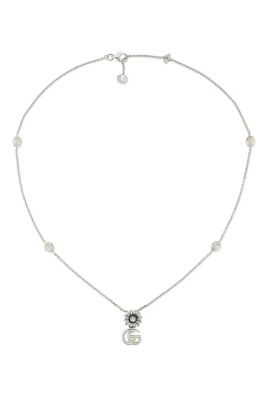 Halsband med dubbelt G och blomsterhänge
