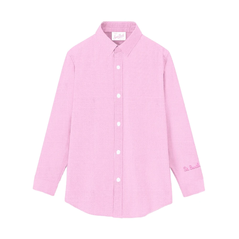 MC2 Saint Barth Roze Linnen Overhemd met Exclusieve Borduursels Pink Dames