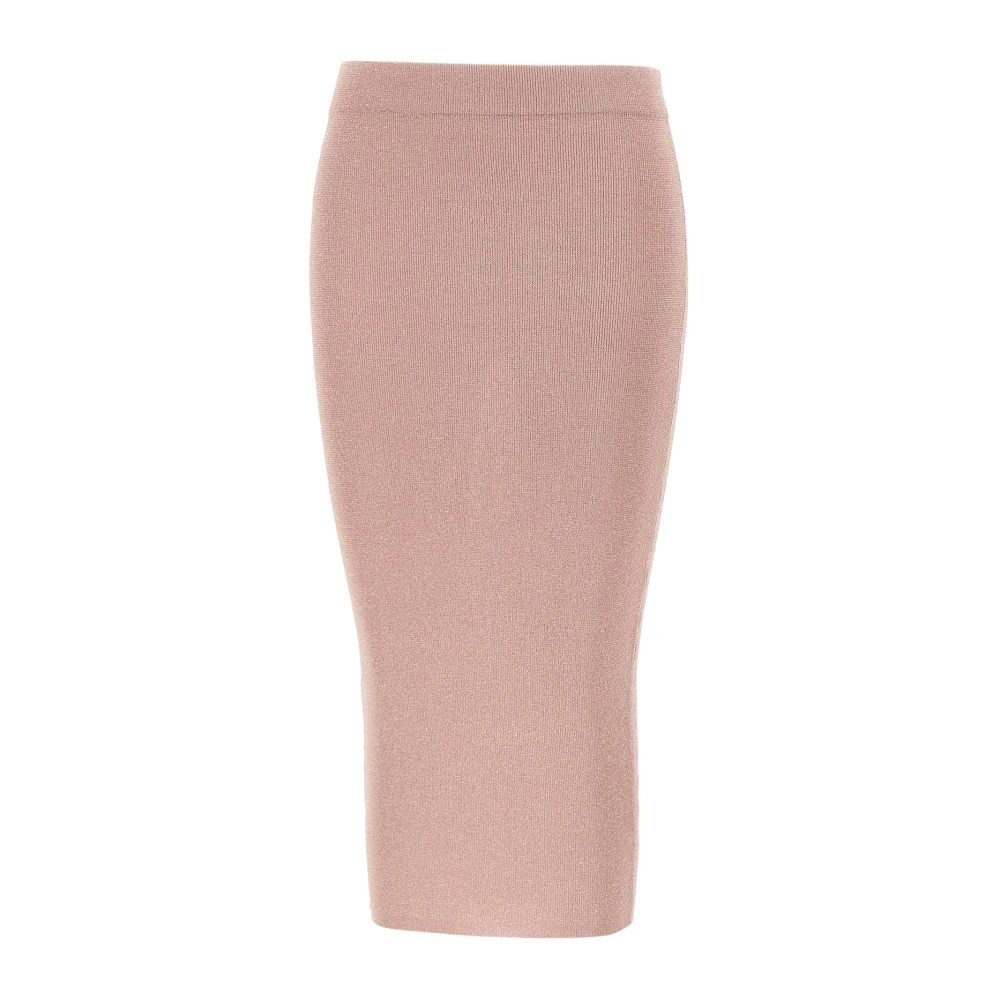 Kangra Pink Midi Skirts, Female, Xs, Ribbed Longuette Skirt