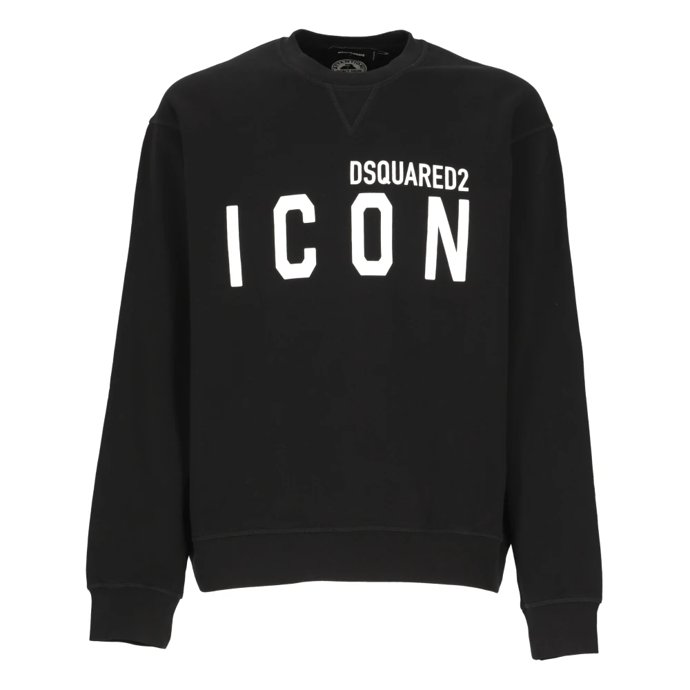 Dsquared2 Zwarte Katoenen Trui met Logo Black Heren