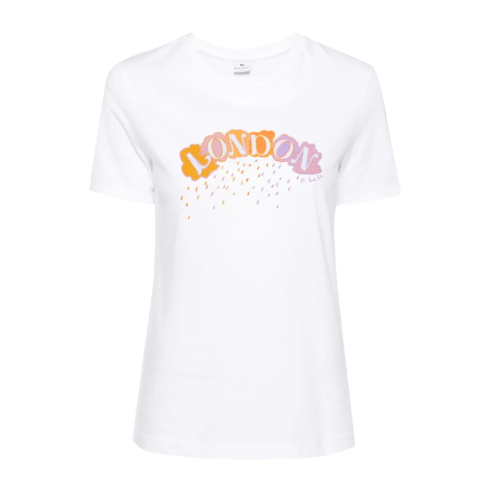 Ps By Paul Smith Women's White T-Shirts, L, Graphic Print Crew Neck T-Shirt