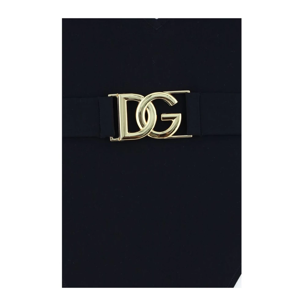 Dolce & Gabbana Gouden V-hals Monochrome Badpak Black Dames