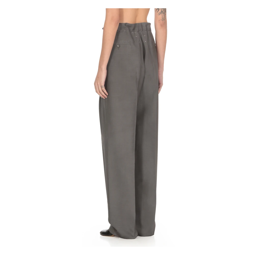 Maison Margiela Grijze Wol Mohair Broek met Koordjes Gray Dames