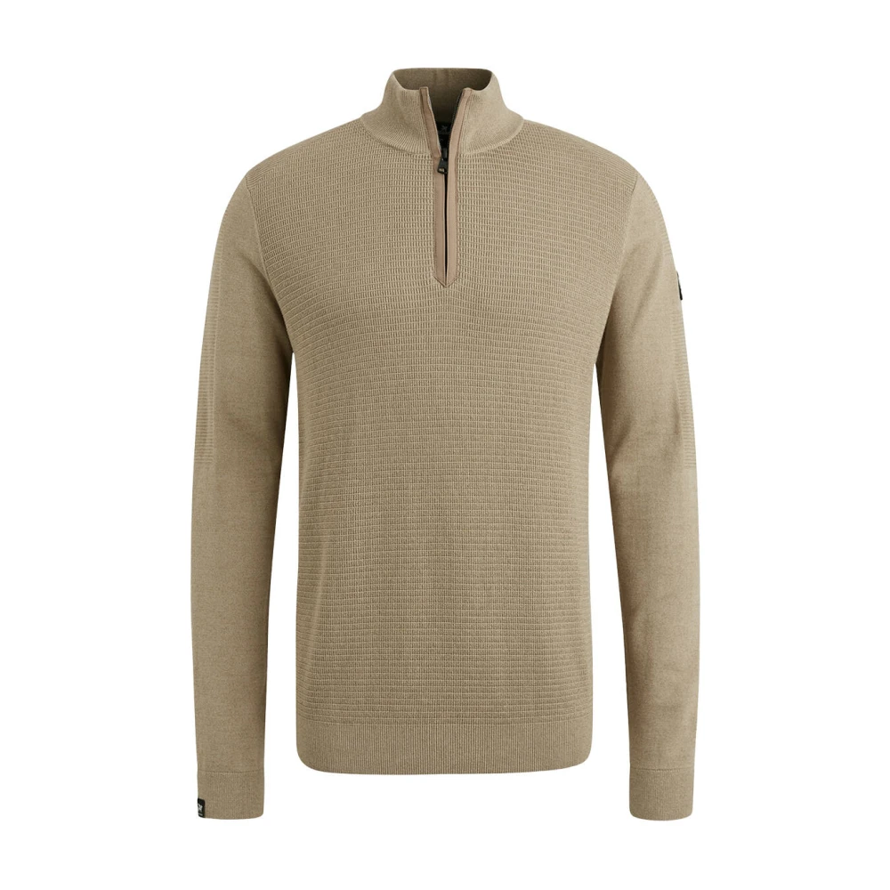 Vanguard Half Zip Katoen Modal Mouli Pullover Beige Heren