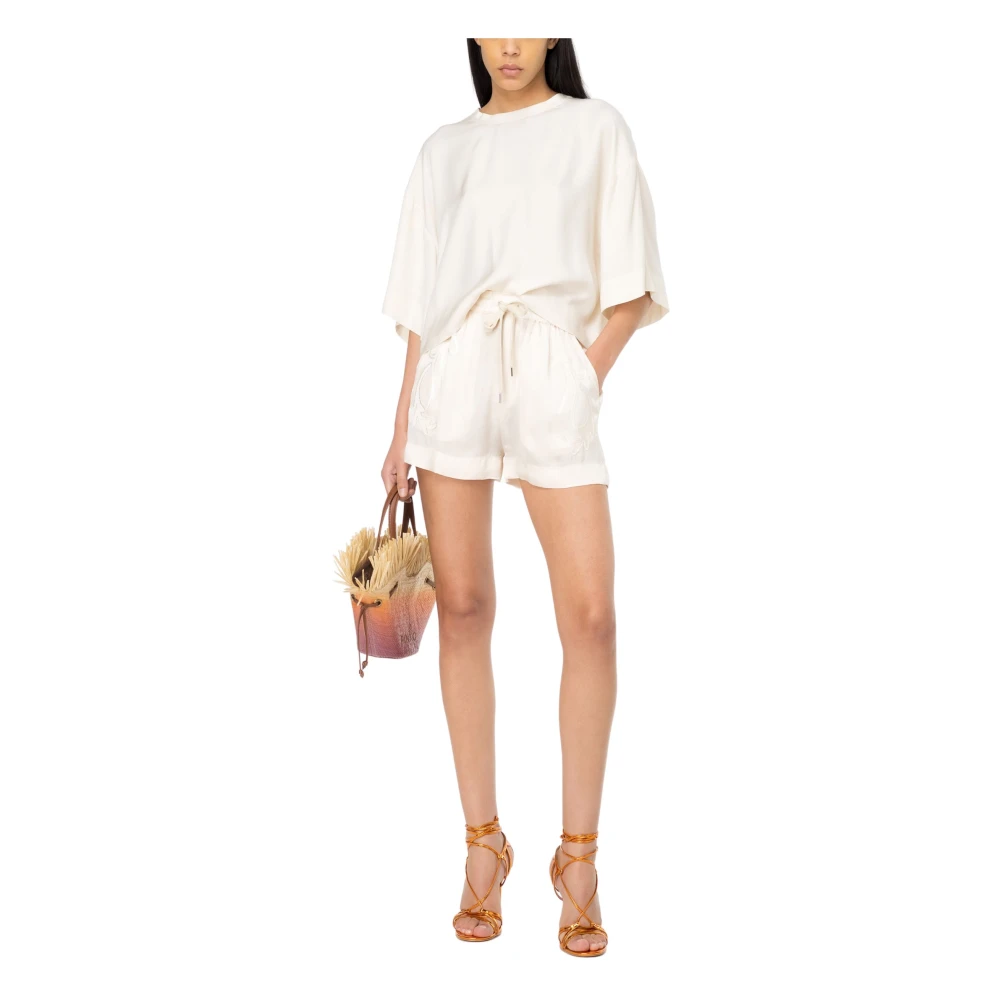 pinko Gedrapeerde Cape Blouse Ivory Beige Dames
