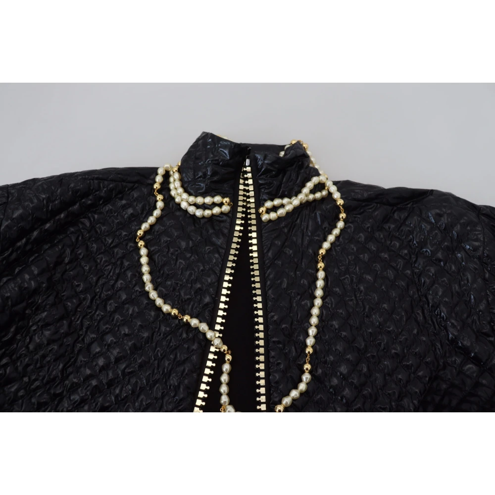 Dolce & Gabbana Zwarte Trui met Parelversiering en Ritssluiting Black Dames