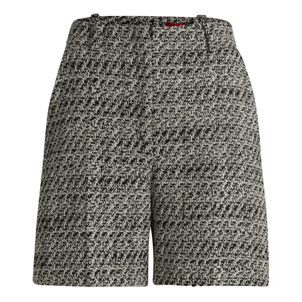 Hugo Boss Gestreepte Bouclé High-Waisted Dames Shorts Gray Dames
