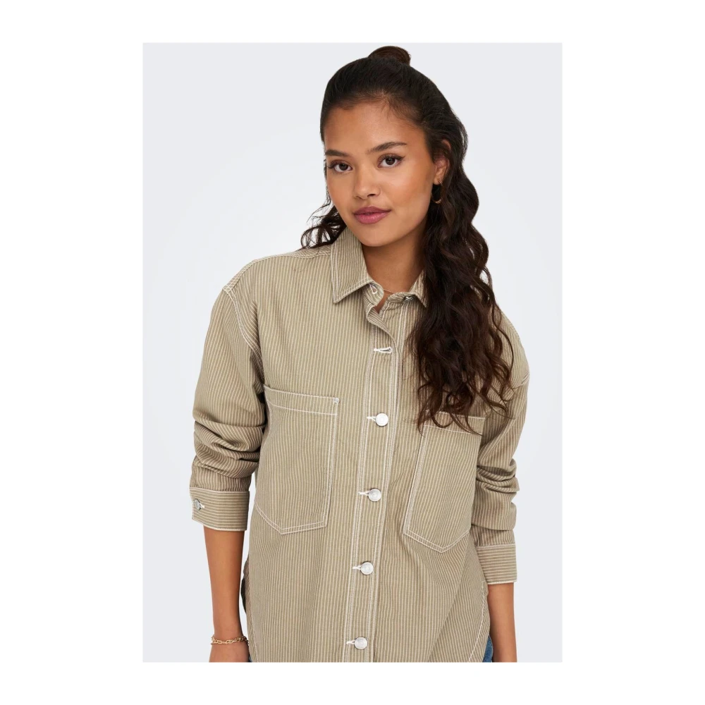 Jacqueline de Yong Nevaeh Lange Mouwen Voorzak Shirt Green Dames