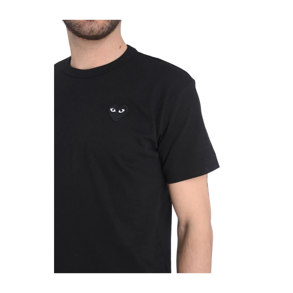 Comme des Garçons Play Zwarte Gebreide Hart Geborduurde T-shirt Black Heren