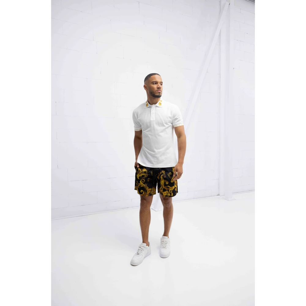 Versace Jeans Couture Gouden en witte heren polo shirt White Heren