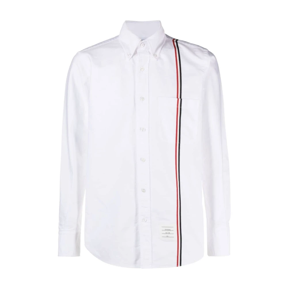 Thom Browne Witte Oxford Katoenen Overhemd met Tricolor Detail White Heren
