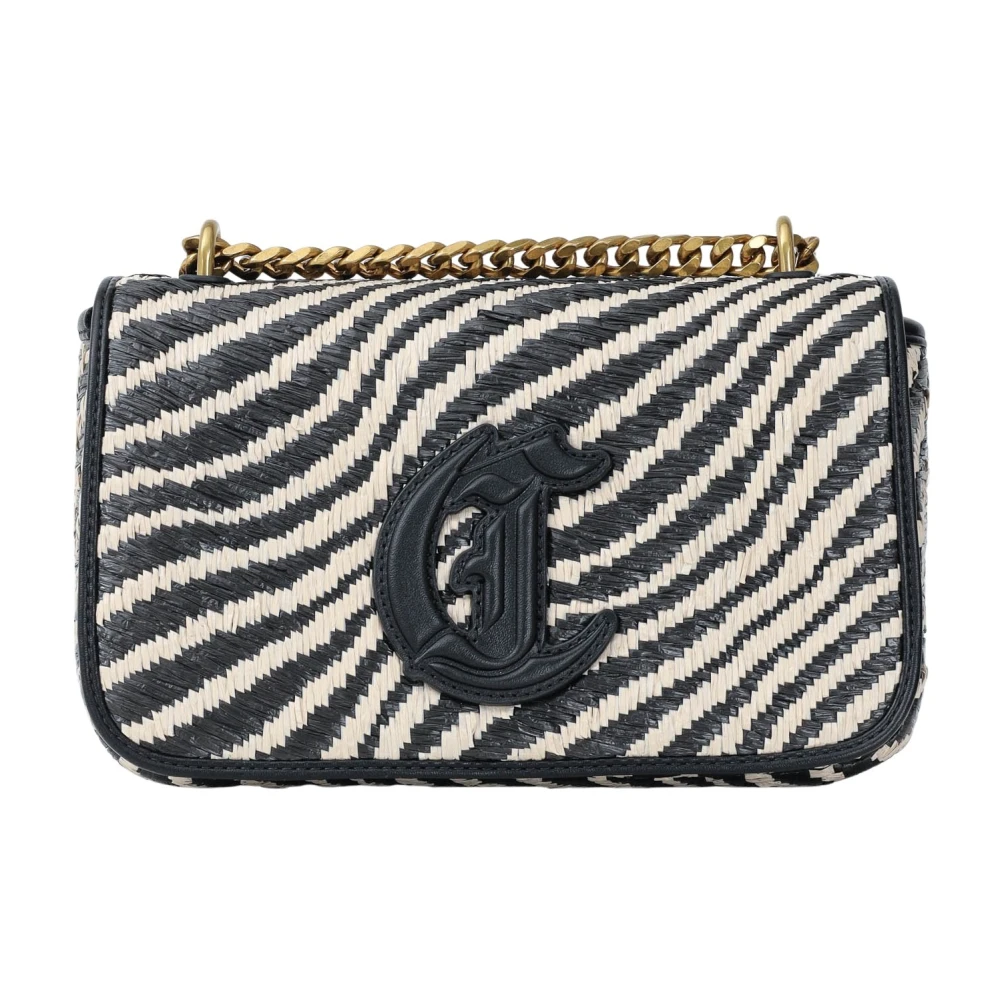 Just Cavalli Beige Schoudertas met Kettingriem Black Dames