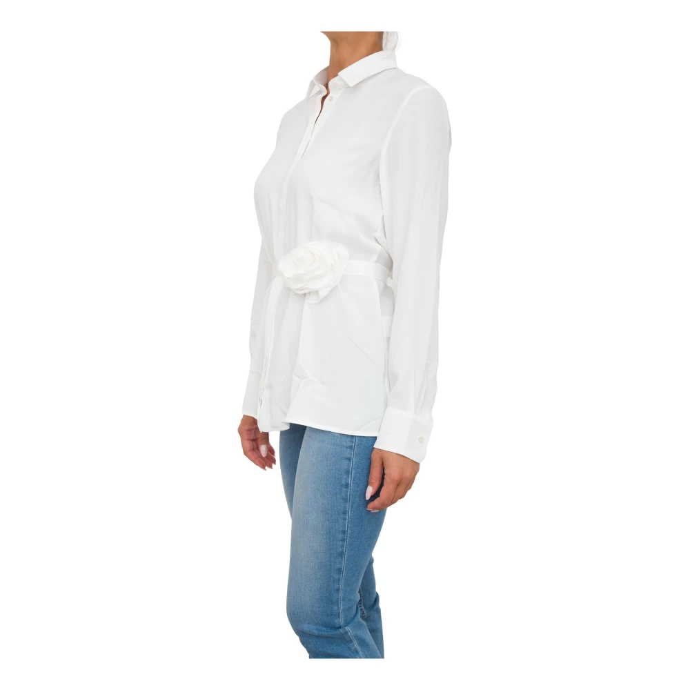 Marella Witte Blouse van Acetaat en Zijde White Dames