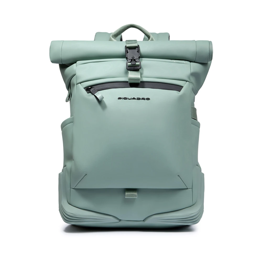 Piquadro Mannelijk Groente Tassen Heren, Groen, One Size, Computer And I Pad® Backpack With Sternum Strap, Loops For Bike U-Lock And Wearable Tail Light