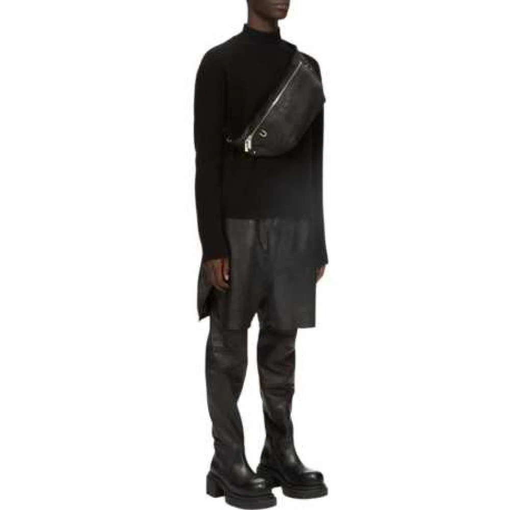 Rick Owens Zwarte leren heuptas van met zakken met ritssluiting Black Unisex