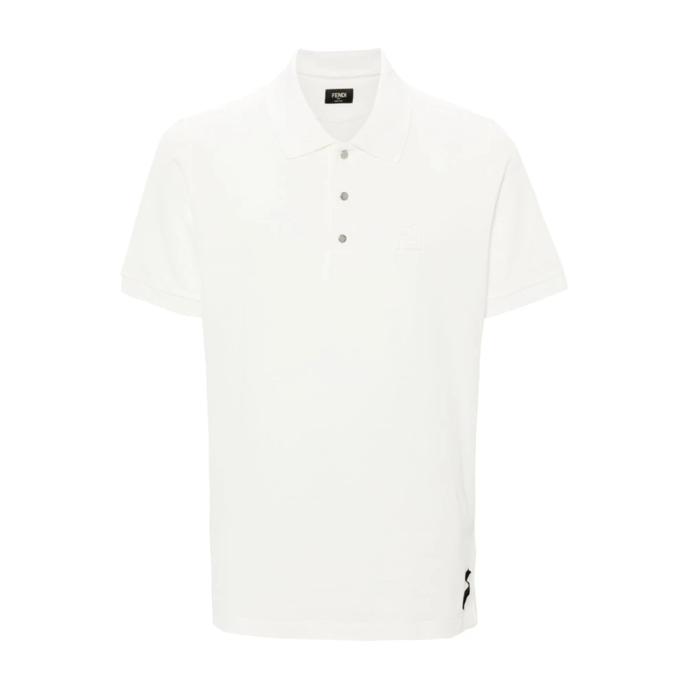Fendi Geborduurde Logo Polo Shirts White Heren