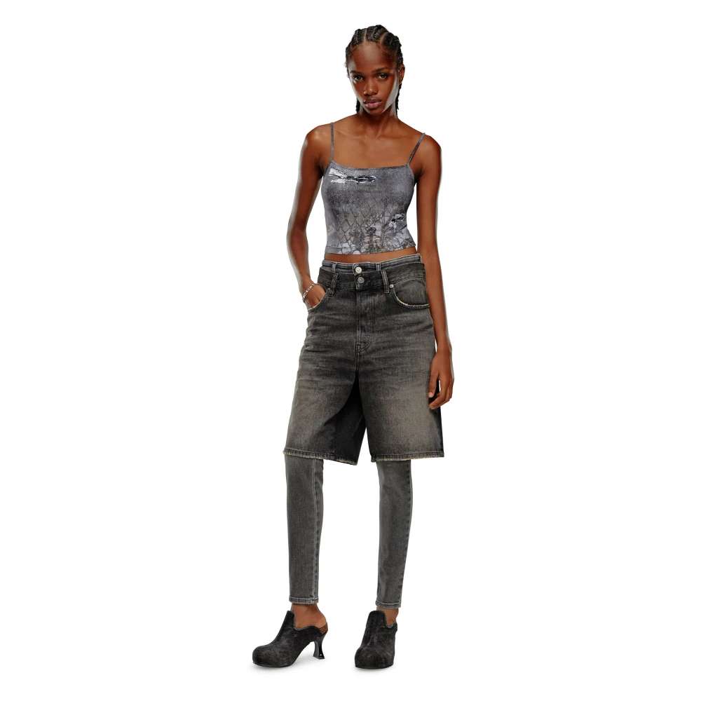 Diesel Strappy top with abstract print Black Dames