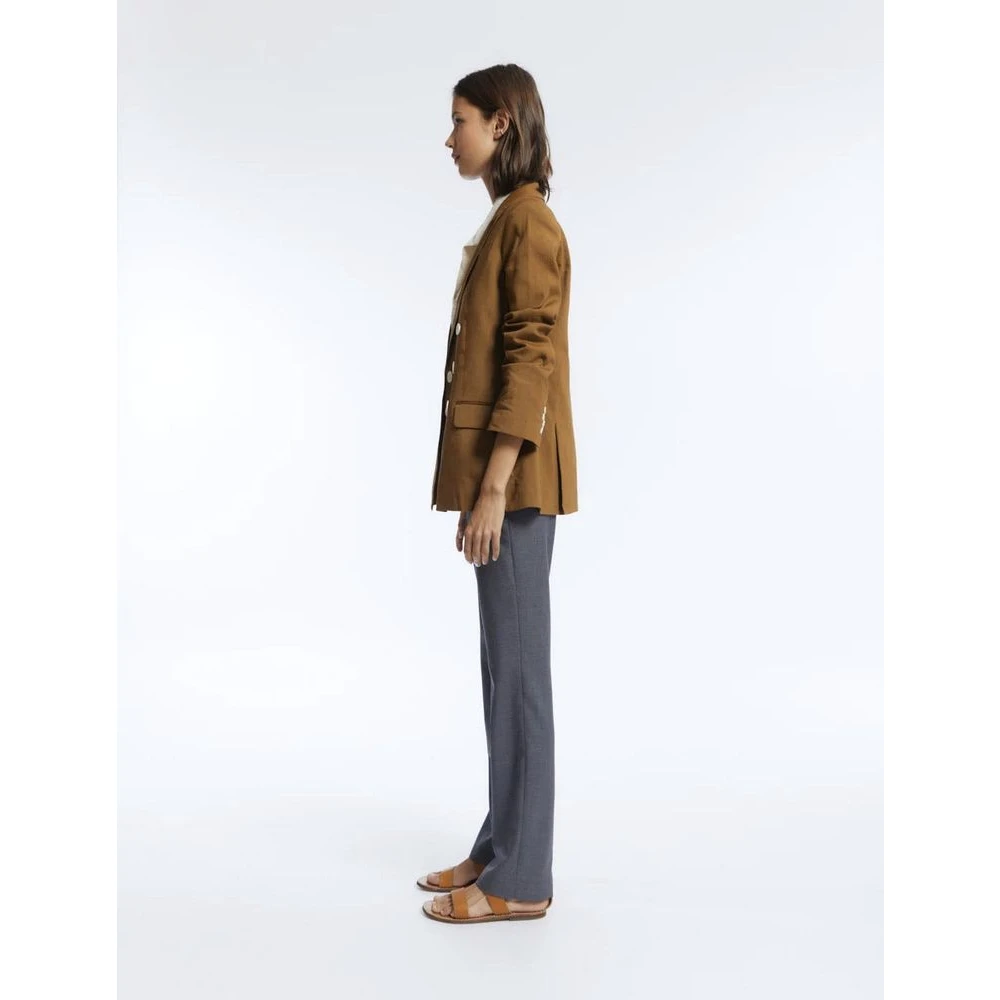Ines De La Fressange Paris Ezio jas in bruin linnen Brown Dames