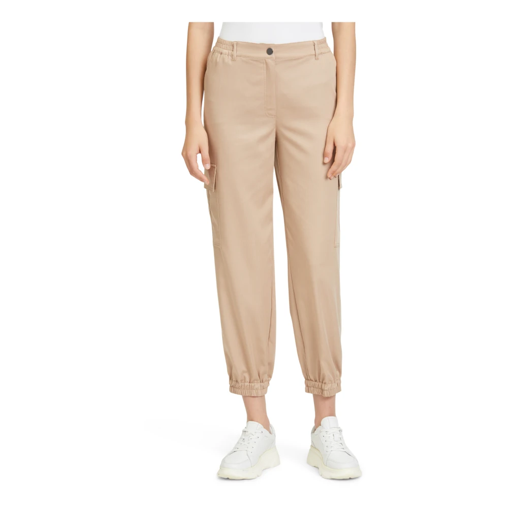 Betty & Co High Waist Casual Broek met Zakken Beige Dames